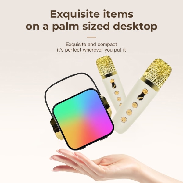 Mini-karaokemaskin för vuxna, Bärbar Bluetooth Karaoke-högtalare med 2 Wilreless-mikrofoner, 14 ljuslägen, Presentleksaker för 8+ år gamla tonåringar