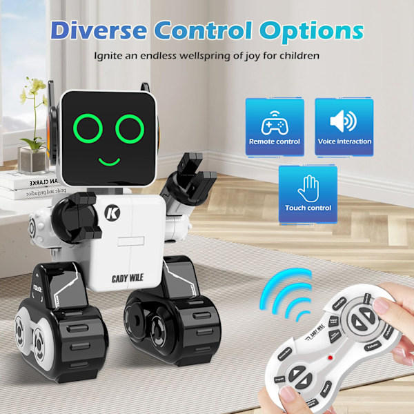 Laderbar RC- og APP-styrt robotleketøy for barn - Interaktivt intelligent LED-lys, snakker, danser, innebygd myntboks, leketøygave for barn