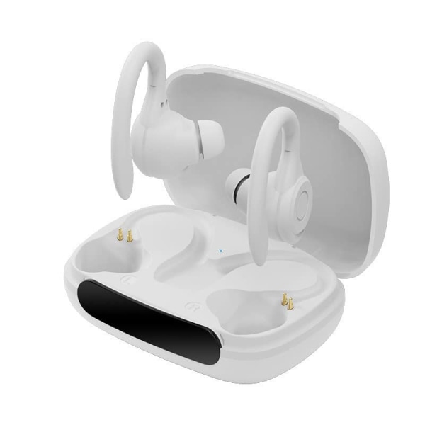 Gaming Headset Competition Low Latency In-Ear Bluetooth hörlurar, IPX7 vattentäta uppslukande bas Bluetooth hörlurar med digital skärm (vit)