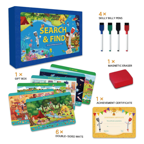 Montessori-søk og finn-bok for småbarn, læringsaktiviteter førskole, sanseleker