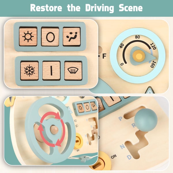 Småbørn Montessori Travlt Board Legetøj, Bil Træ Sensory Board Pædagogisk legetøj