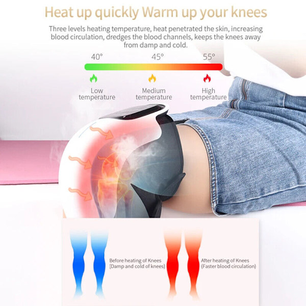 3-in-1 Cordless Knee Massager with Heat, Red Light and Massage Therapy