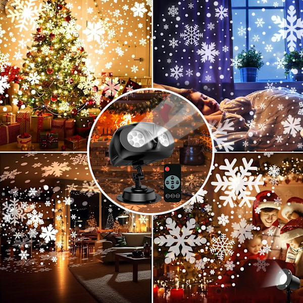JULKLAPPS-Snöflingsprojektor för Utomhus, 180° Rotation, Bästa Julprojektor för Utomhusgård och Hus