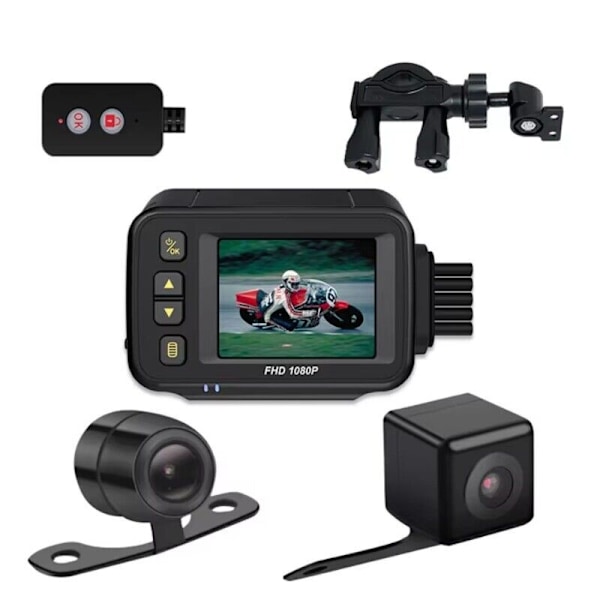 Motorcykel Dash Cam, Kørselsoptager Dashcam med 2\" LCD-skærm Nattesyn (Vandtæt)