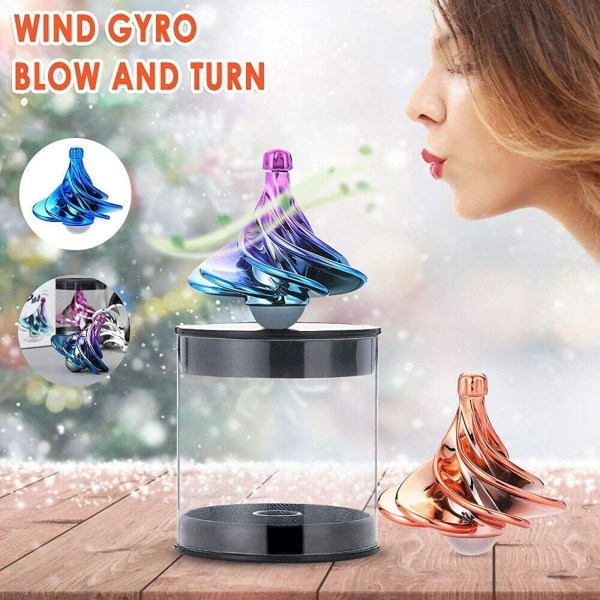 Pneumatisk gyro dekompression legetøj farverigt vind blæser gyro spinning inerti vind gyro legetøj