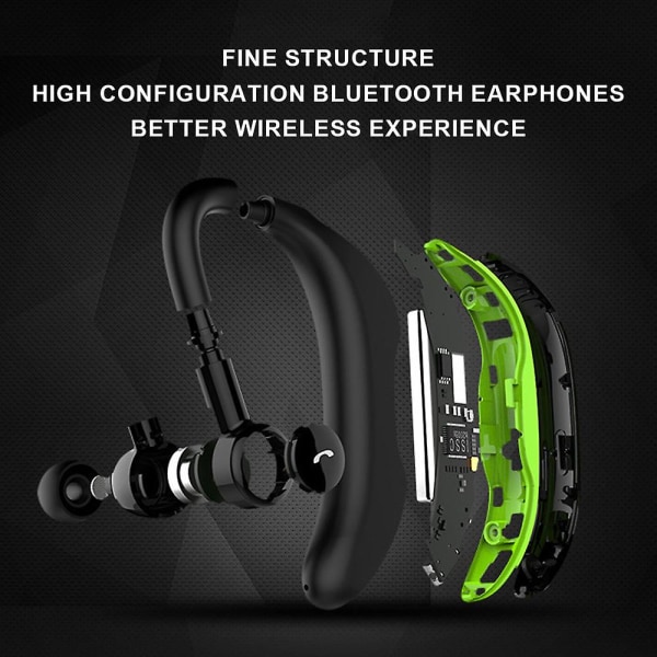 Bluetooth V5.0-hodesett, trådløs øretelefon for bilkjøring/forretning/kontor, håndfrie øretelefoner, for venstre og høyre øre Black Green