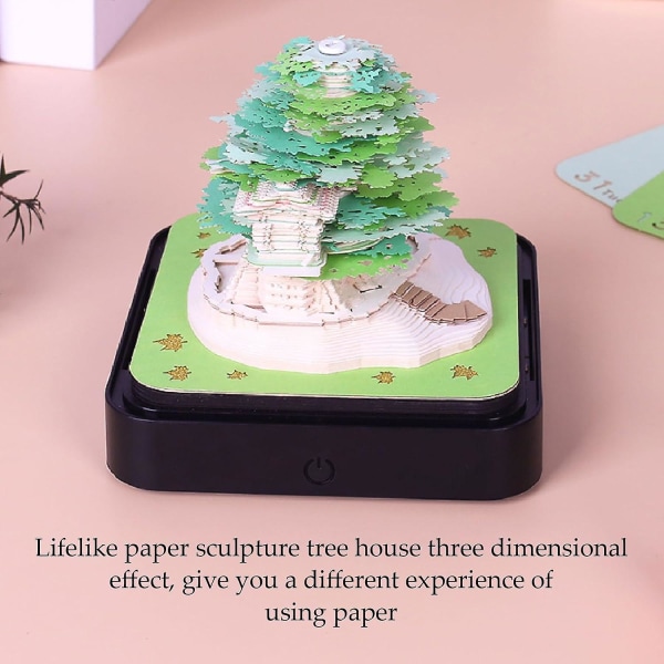 2024 kalenderanteckningsblock, 3D Treehouse Paper Art, multifunktionell klot - fint utförande, mycket hållbart + perfekt present
