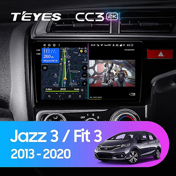 Cc3 2k Honda Jazz 3 2015 - 2020 Fit 3 Gp Gk 2013 - 2020 Oikea kuljettaja Autoradio Multimedia Videosoitin Navigointi Stereo Gps Android 10 No 2d 13Fit 2K 128G R-B