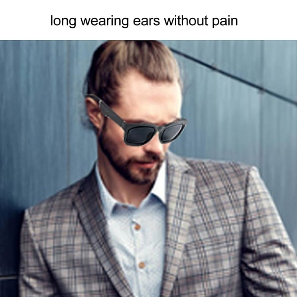 Bone Conduction Solbriller Headset Open Ear Trådløse hodetelefoner Bluetooth øretelefon Briller-Sort