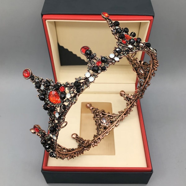 Retro strass gotisk bröllopskrona Svart bröllop tiara Ond drottningkrona, Gotisk tiara Gotisk huvudbonad