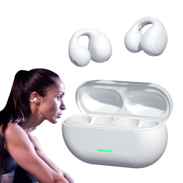 Clip-on hörlurar True Wireless Earphones Benledning Bluetooth -hörlurar Stereosamtal Sports Earbuds Lämpliga för sportarbete (lila)