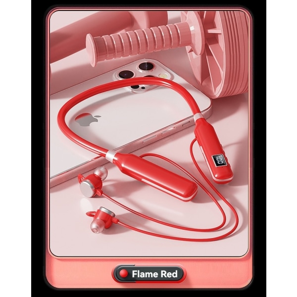 Trådlöst halsmonterat Bluetooth headset [handsfree musik, inbyggd mikrofon och knappkontroll] HD stereoheadset (röd)