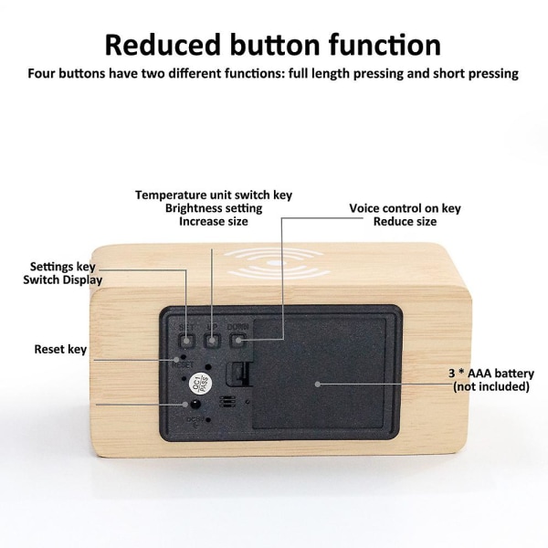 Træur Creative Led Digital Multifunktion Smart trådløs opladning, lavet af akryl style4
