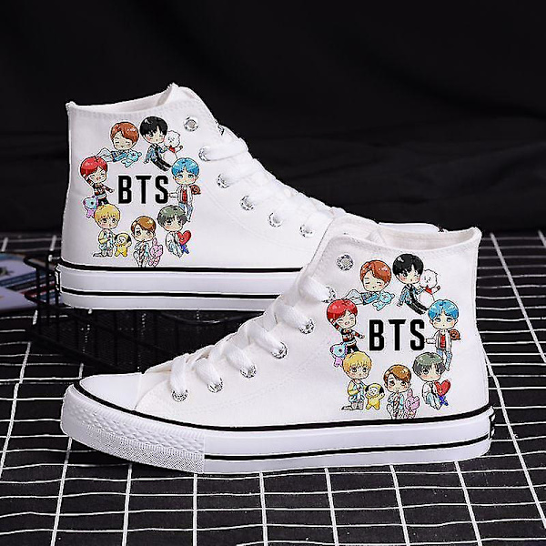 Bts Canvas Shoes Star Mukavat vapaa- casual kengät Miesten ja naisten sarjakuvatulostus 40