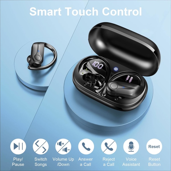 LED-digital display, touch-on-ear Bluetooth-headset