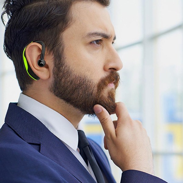 Bluetooth V5.0 Headset, trådlös hörlur för bilkörning/affärer/kontor, handsfree hörlurar, för vänster och höger öra Black Green