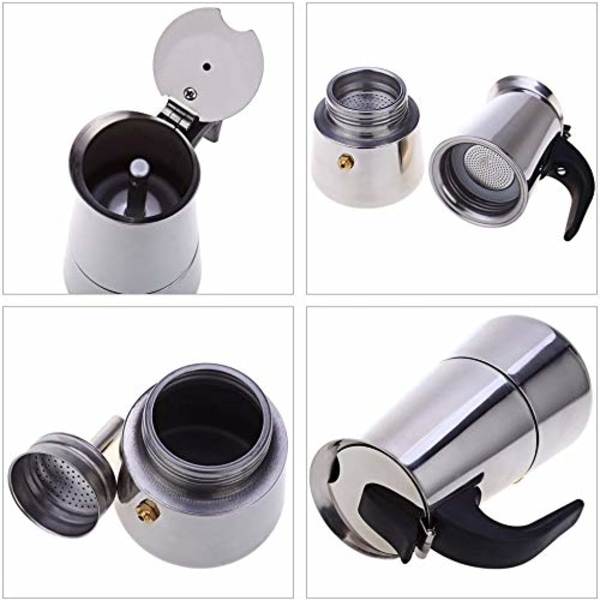 Talon ruostumattomasta teräksestä valmistettu kahvipannu Mocha Espresso Latte Percolator Liesi-kahvinkeitin (300 ml) silver