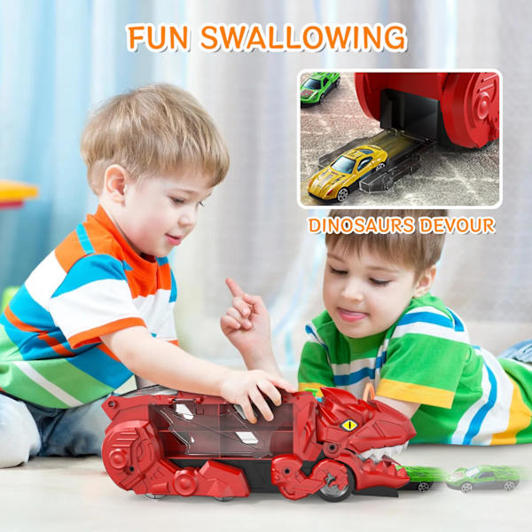 Dinosaur Ultimate Hauler Sporbilbane for Gutter, Transformerer til Trampende Dinosaur med Sporbilbane Ultimate Transporter Hauler Barnleker