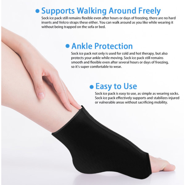 Ankel Foot Ice Pack Wrap för skador, Flexibelt förkylningspaket för Achilles tendonitis, Plantar Fasciitis, Svullnad, Stukning, Återhämtning efter operation