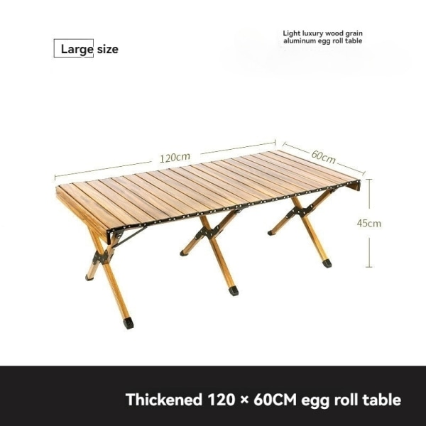 Vuxen hopfällbart tårtbord i massivt trä, lämpligt för camping och picknick 120*60cm