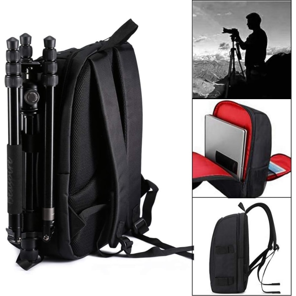 Kameraryggsäck Fotograferingsryggsäck med laptopfack för DSLR SLR-kameror (för Canon, Nikon, Sony, Panasonic etc)