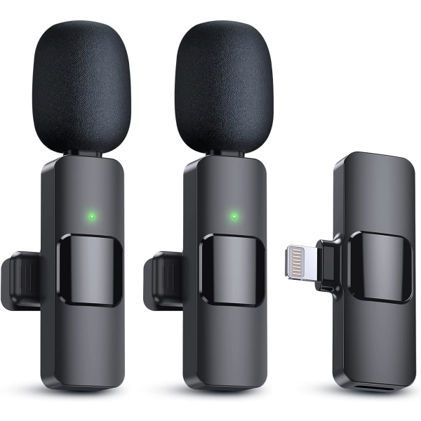 2-pack trådlösa Lavalier-mikrofoner för iPhone, iPad - Kristallklar ljudkvalitet för inspelning, livestreaming, YouTube, Facebook, TikTok