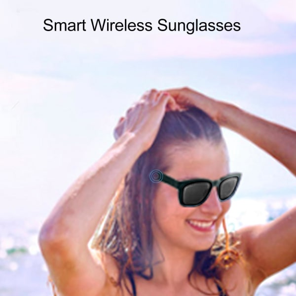 Knogleledning Solbriller Headsets Open Ear Trådløse hovedtelefoner Bluetooth-øretelefoner Briller-Sort
