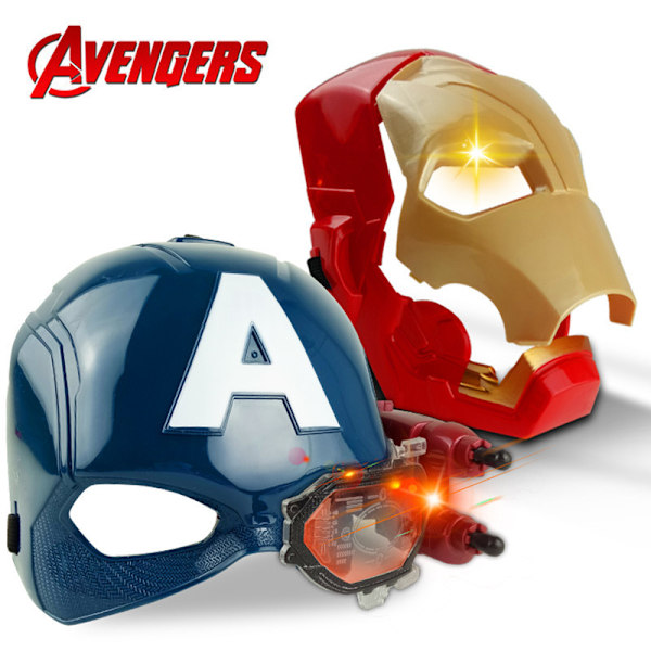 Marvel Avengers 4 Iron Man Captain America Mask Ljus Ljud Hjälm Öppen Mask För Barn Halloween