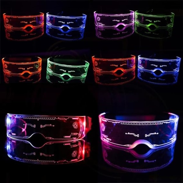 Cyberpunkglasögon, ledglasögon, futuristiska elektroniska ljusglasögon, färgglada ljusglasögon, färgförändringar, sammankomster, bar, fest