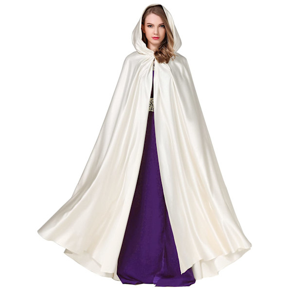 Witchcraft Light lvory solmio keskiaikainen kaapu Halloween hupullinen viitta Long Cape U