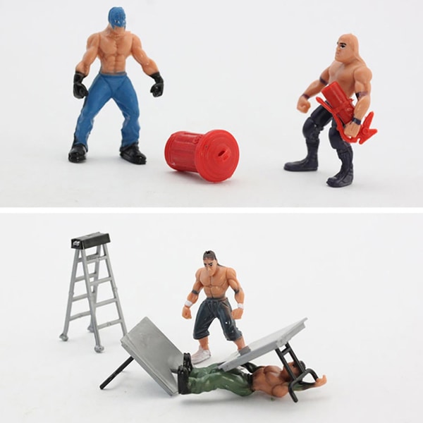 Fornnerg 1 Set Wrestling Playset Realistisk DIY Mini Wrestling Action Figur Play Set