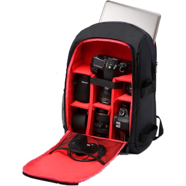 Kameraryggsäck Fotograferingsryggsäck med laptopfack för DSLR SLR-kameror (för Canon, Nikon, Sony, Panasonic etc)