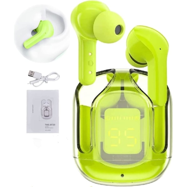 Krystal-øretelefoner Mini-øretelefoner i krystal, Bluetooth-hovedtelefoner Gennemsigtige øretelefoner (grønne) GREEN