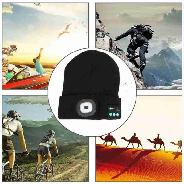 Beanie Hat Light Earphone Bluetooth Led Light Lysende Udendørs Bjergbestigning Håndfri Musik Hovedtelefon Vinter Hat