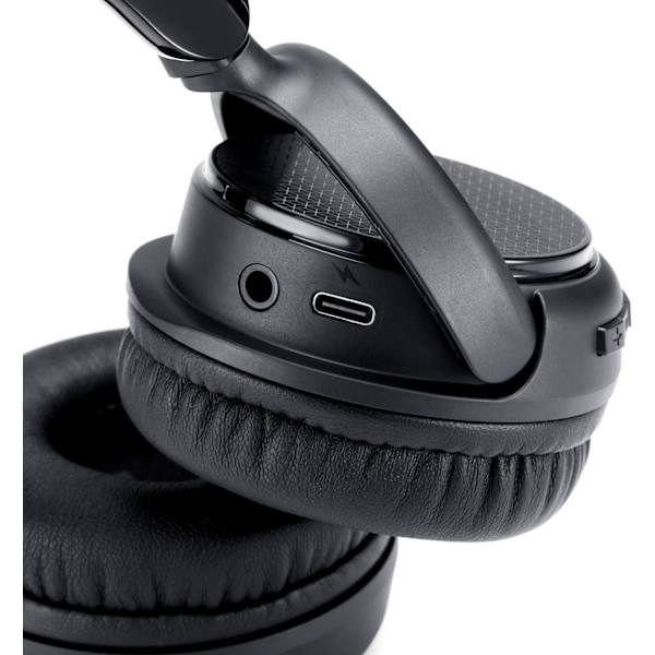 Svarta trådlösa Bluetooth On Ear-hörlurar med mikrofon, hopfällbara