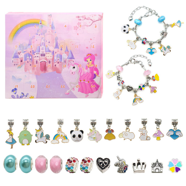 Cartoon Castle Princess 24 Gate Box Rannekoru KID:n luova tee-se-itse helmillä koristeltu opetuslelu