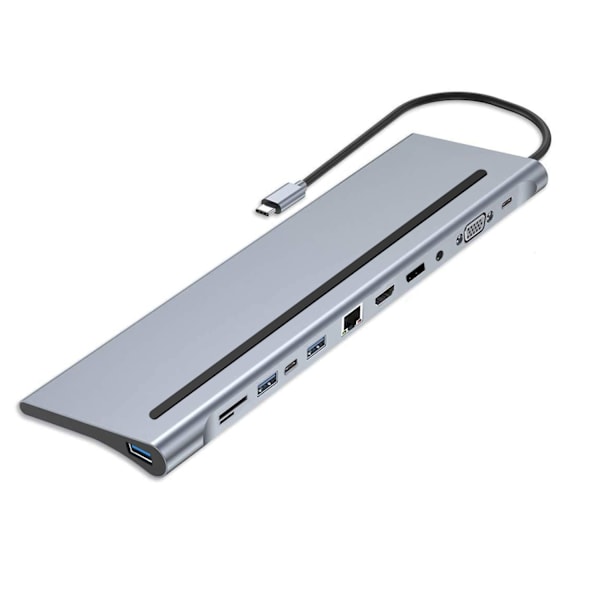 Laptop-dockningsstation för MacBook M1 och Windows, 12-i-1 Tri-Display USB C-hubb