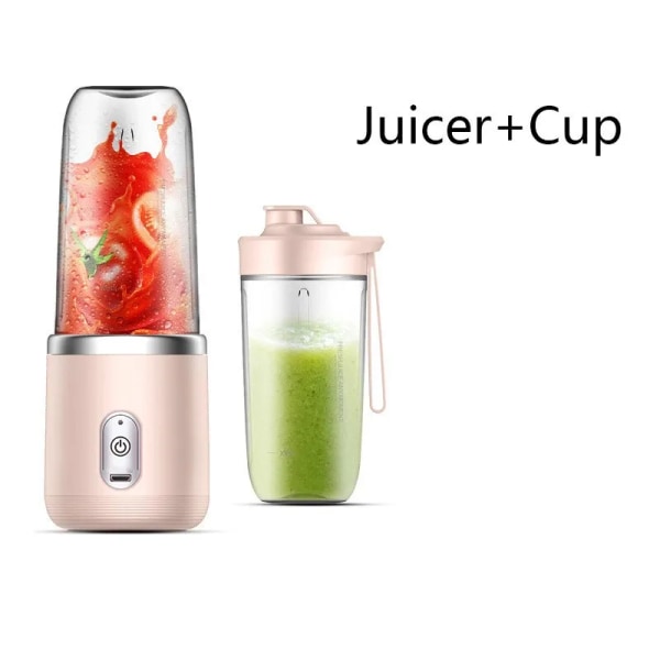 Portable Small Electric Juicer Stainless Steel Blade Juicer Cup Juicer Fruit Automatic Smoothie Blender Kitchen Tool Pink juicer   Sports Cup