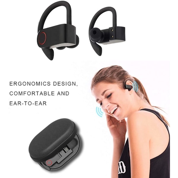 True Wireless Earbuds Bluetooth 5.0 -kuulokkeet, Sport In-Ear TWS stereominikuulokkeet mikrofonilla HiFi Bass IPX7 vedenpitävä, One Step Instant Pair