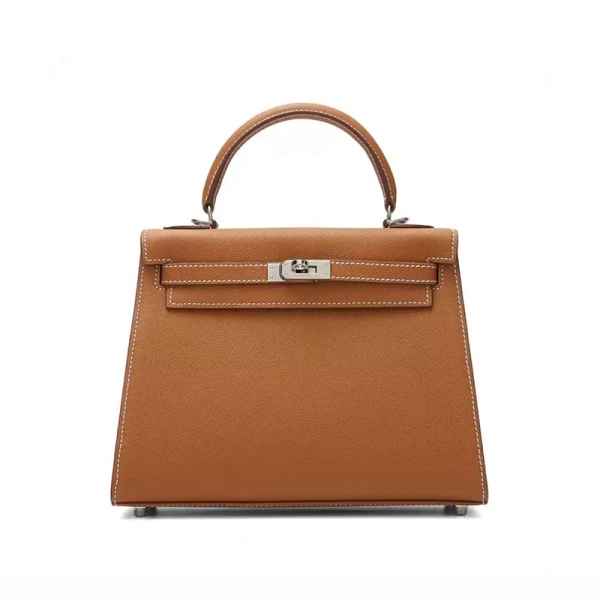 Lock Tote Vag, Læder Skulder Crossbody Taske Golden Brown