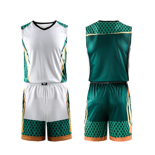 Herr Barn Baskettröjor Kostym Pojkar College Herr Basketuniformer Sport Kit Skjortor Shorts Set Tyg Andas Eget print black set L