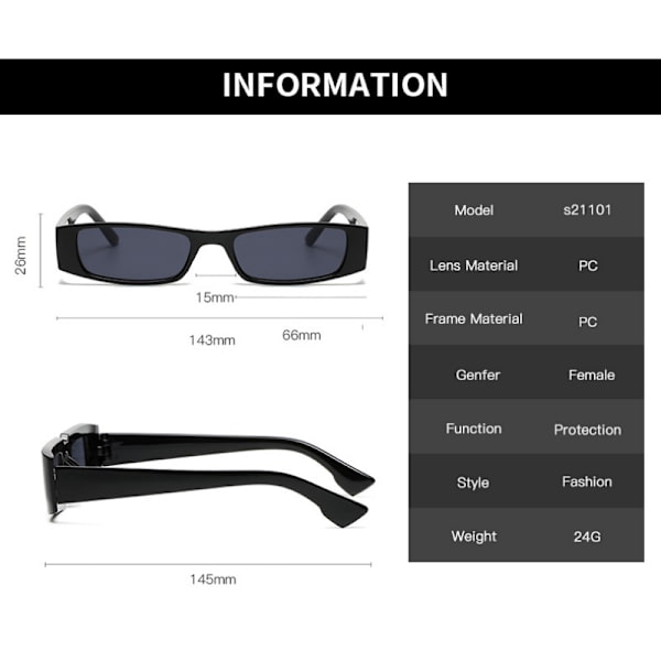 Vintage firkantede små solbriller Cateye solbriller til kvinder UV400 2 bright black