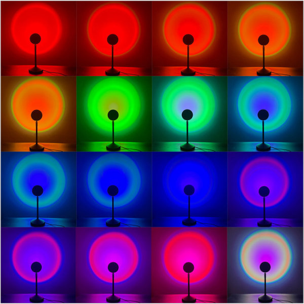 Solnedgångslampa APP-kontrollerad flera färger, solnedgångsprojektionslampa 16 färger, solnedgångsljusprojektorfärgbyte, LED Rainbow solnedgångsprojektorlampa