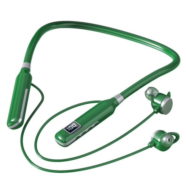Trådlöst halsmonterat Bluetooth -headset [handsfree musik, inbyggd mikrofon och knappkontroll] högupplöst stereoheadset (grön)