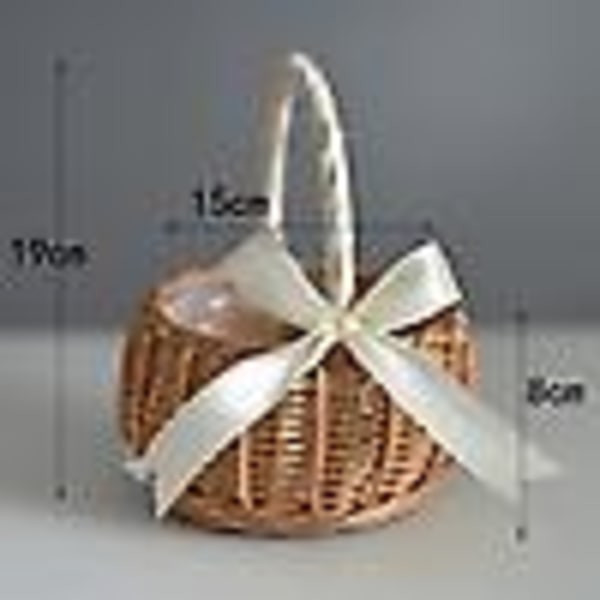 Vevd blomsterkurv Oppbevaringskurv i rotting Flower Girl Hand Basket, S