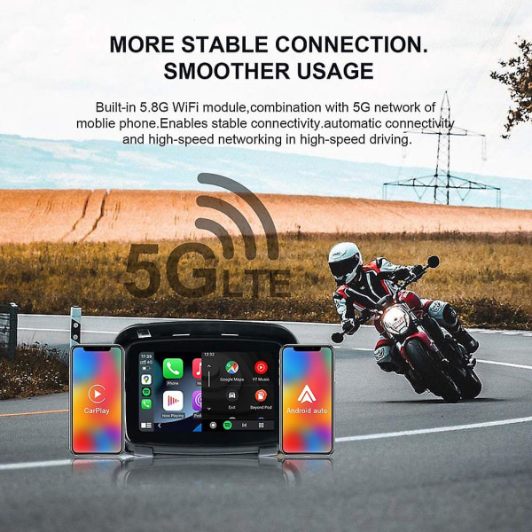 Bärbar GPS-navigering för motorcykel Vattentät Carplay-skärm Motorcykel Trådlös Android Auto Ipx7 Gps-skärmnavigator GPS Navigator
