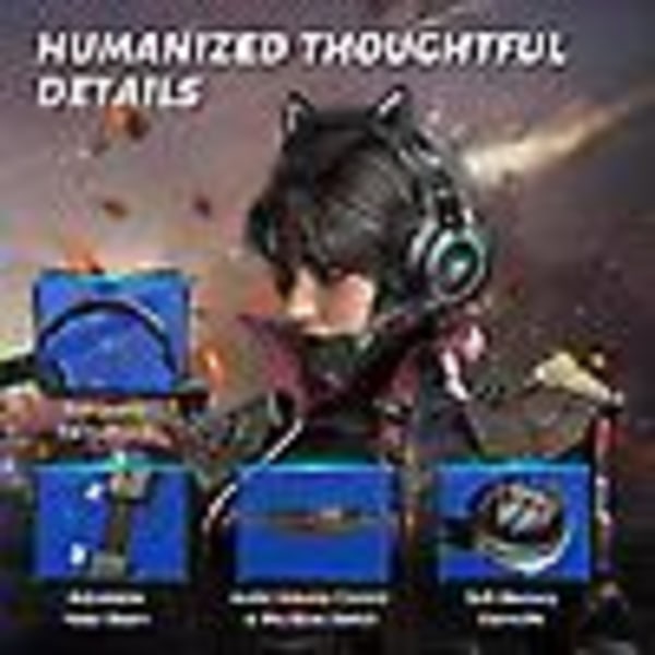 Spelheadset med Gel Cat Ears kompatibelt med Xbox One, Ps4, Ps5, Pc