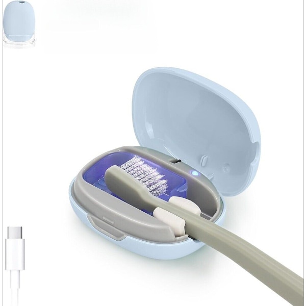 Tandbørsteholder, Tandbørste-renser-etui, Bærbar USB-opladning Tandbørste-dækning med UV-C Lys, Rejse Tandbørsteholder