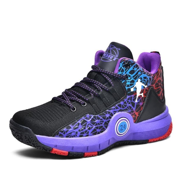Basketskor för män med snörning High Top Sneakers Herr Retro Basketskor Andas Trend Herr Sneakers Promenadskor Black purple 2 35