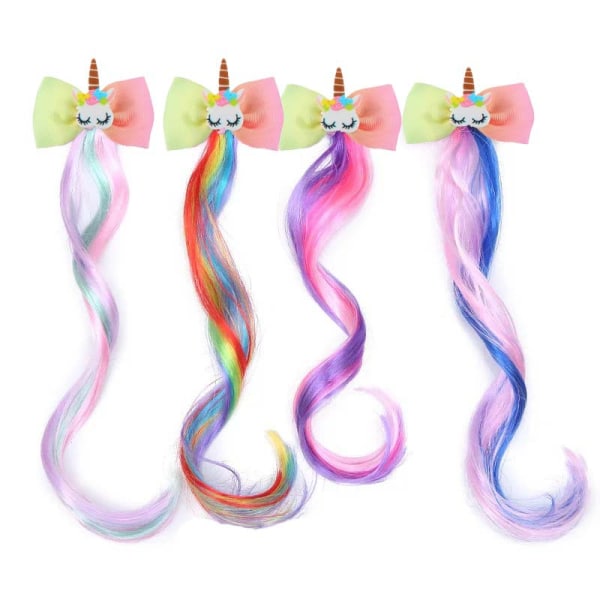 4 ST Hårnålslockar, flätat hår för barnflicka, Unicorn Princess Star Bow hårtillbehör, Dressup Party